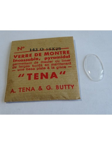 HORLOGERIE POUR MONTRE VERRE DE LUNETTE  INCASSABLE PYRAMIDAL TENA  15 X 25 mm