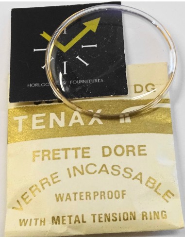 VERRE MONTRE Ø 21.2 mm FRETTE ÉTANCHE BAGUE DORÉE