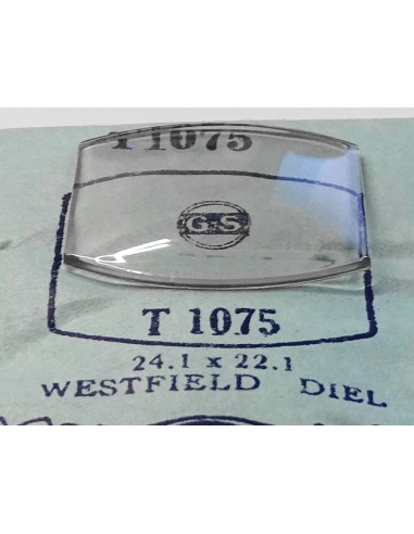 VERRE MONTRE T1075 WESTFIELD DIEL  24.1 X 22.1 mm BOMBÉ BASE PLATE