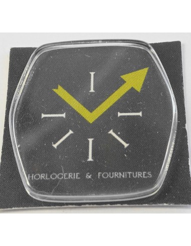 VERRE POUR MONTRE HEXAGONAL 30.3 X 28.7 mm DESSUS ET BASE PLATE