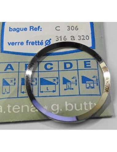 BAGUE CHROMÉE POUR VERRE DE MONTRE FRETTÉ REF.C-306