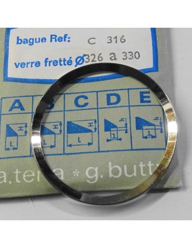 BAGUE CHROMÉE POUR VERRE DE MONTRE FRETTÉ REF.C-316