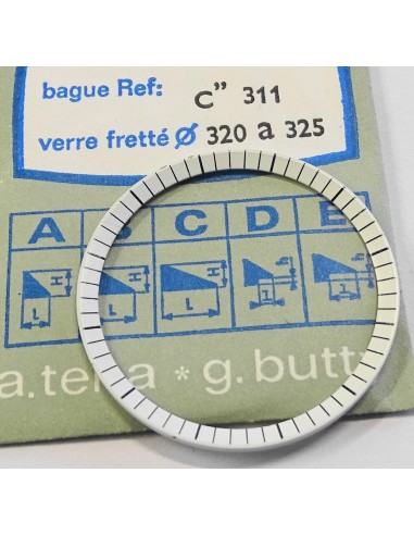 BAGUE BLANCHE MÉTAL POUR VERRE DE MONTRE FRETTÉ REF.C"311