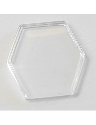 VERRE MONTRE HEXAGONALE 18.8 X 18.8 mm BASE ET DESSUS PLAT