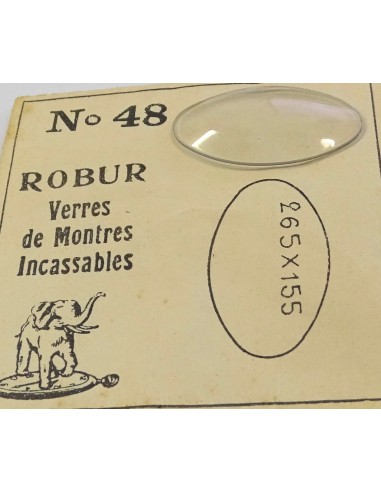 VERRE MONTRE 26.5 X 15.5 mm BOMBÉ BASE PLATE OVALE