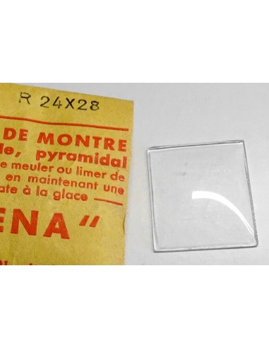 VERRE MONTRE RECTANGLE 24 X 28 mm BOMBÉ BASE PLATE