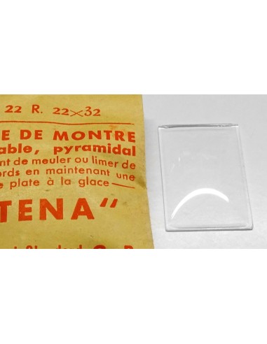 VERRE MONTRE RECTANGLE 22 X 32 mm BOMBÉ BASE PLATE