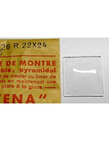 VERRE MONTRE RECTANGLE 22 X 24 mm BOMBÉ BASE PLATE