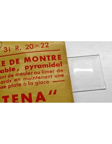 VERRE MONTRE RECTANGLE 20 X 22 mm BOMBÉ BASE PLATE