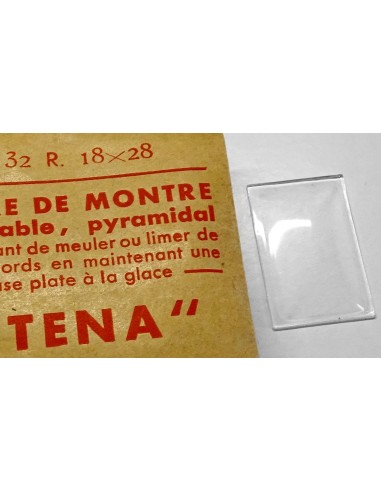 VERRE MONTRE RECTANGLE 18 X 28 mm BOMBÉ BASE PLATE