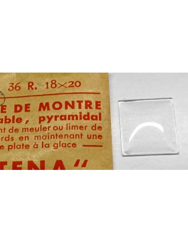 VERRE MONTRE RECTANGLE 18 X 20 mm BOMBÉ BASE PLATE