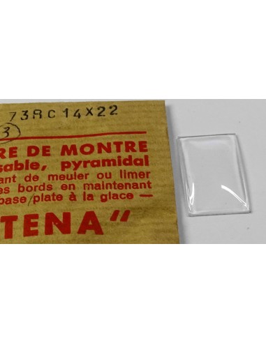 VERRE MONTRE RECTANGLE 14 X 22 mm CINTRÉ 2 COTÉS