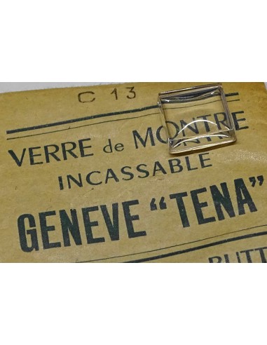 VERRE MONTRE GENEVE TENA CARRÉ 13 mm BASE ET DESSUS PLAT CUBIC