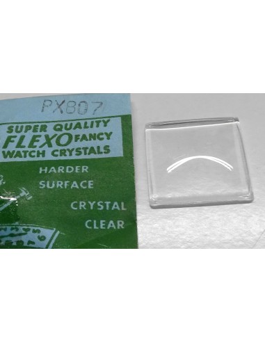 VERRE MONTRE RECTANGLE PX807 - 22.3 x 21.1 mm BOMBÉ BASE PLATE