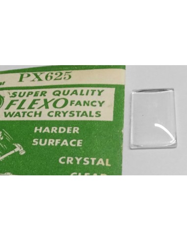 VERRE MONTRE RECTANGLE PX625  - 19.7 x 10.7 mm BOMBÉ BASE PLATE