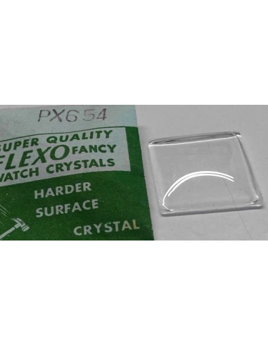 VERRE MONTRE RECTANGLE PX654  - 20 x 18.3 mm BOMBÉ BASE PLATE