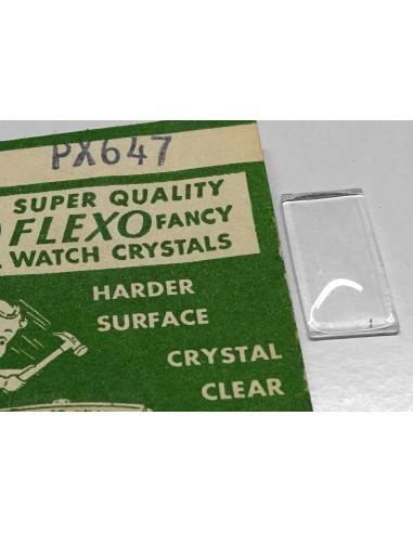 VERRE MONTRE RECTANGLE PX647  - 20.1 x 9.8 mm BOMBÉ BASE PLATE