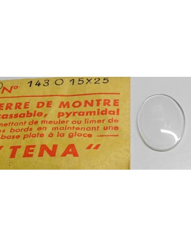 VERRE MONTRE 15 X 25 mm OVALE PYRAMIDAL BASE PLATE BOMBÉ