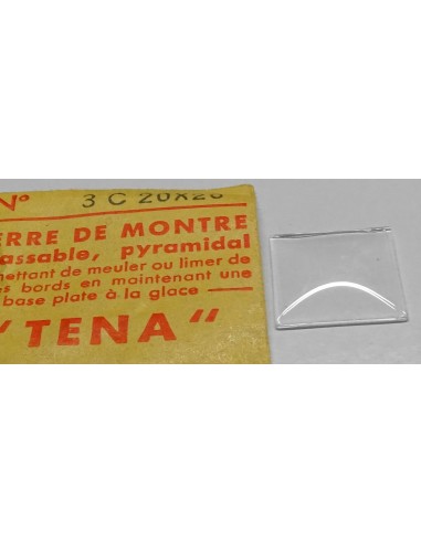 VERRE MONTRE 20 X 20 mm CARRÉ PYRAMIDAL BASE PLATE BOMBÉ