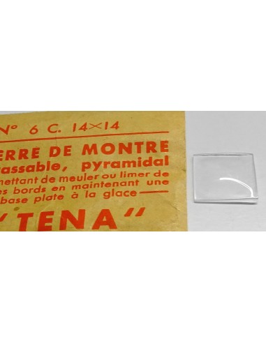 VERRE MONTRE 14 X 14 mm CARRÉ PYRAMIDAL BASE PLATE BOMBÉ