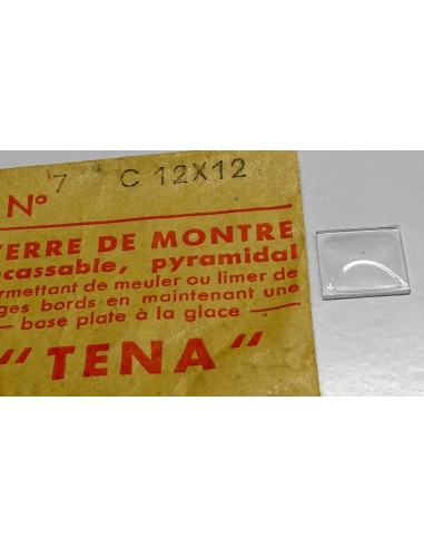 VERRE MONTRE 12 X 12 mm CARRÉ PYRAMIDAL BASE PLATE BOMBÉ