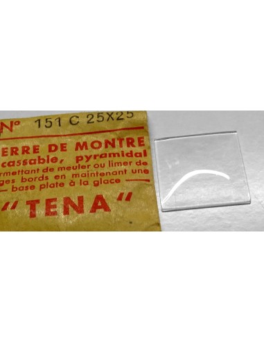 VERRE MONTRE 25 X 25 mm CARRÉ PYRAMIDAL BASE PLATE BOMBÉ