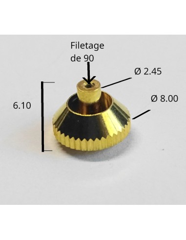 COURONNE REMONTOIR POUR MONTRE GOUSSET JAUNE LOUIS XV