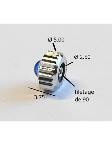 COURONNE REMONTOIR MONTRE ACIER CHROMÉ BOULE BLEUE