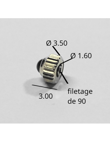 COURONNE REMONTOIR MONTRE CHROMÉE ÉTANCHE BOULE NOIRE