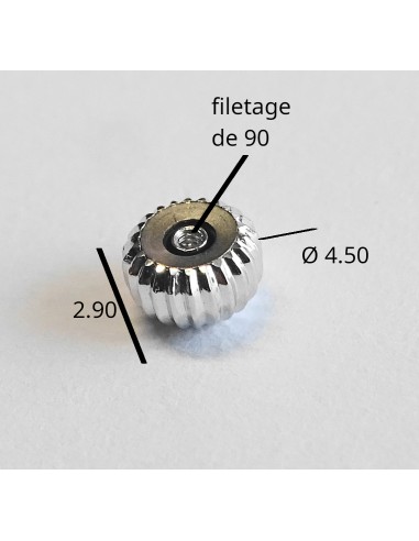 COURONNE REMONTOIR MONTRE BOULE CHROMÉE