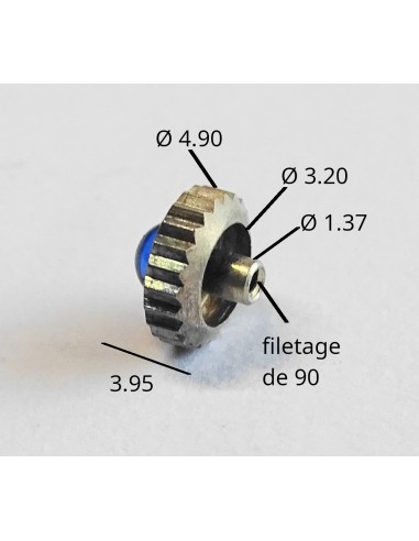 COURONNE REMONTOIR MONTRE ARGENTÉE BOULE BLEUE