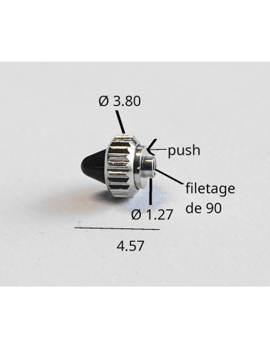 MONTRE COURONNE REMONTOIR ANTI POUSSIÈRES CONE NOIR CHROMÉE